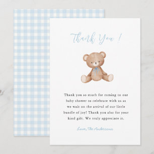 Dankeskarten für Teddybär Baby Jungen Shower Dankeskarte