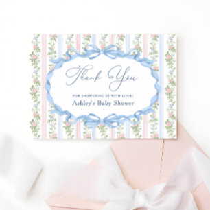 Dankeskarten für Vintage-Baby-Shower mit Blumen un Dankeskarte