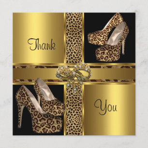 Dankeskarten-Hochhackige Schuhe Leopard Gold 2 Dankeskarte