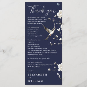 Dankeskarten-Hochzeit in Navyblau-Chinoiserie Menükarte