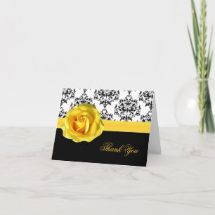 Dankeskarten im Chic Damast & Gelbe Rose Design Dankeskarte