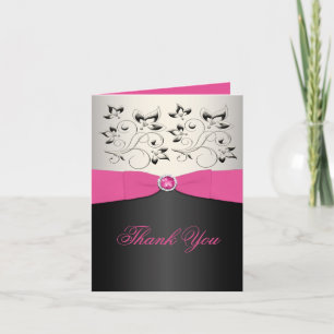 Dankeskarten in Rosa, Schwarz und Silber Dankeskarte