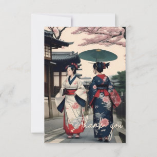 Dankeskarten – Kyoto Kimono Frühlingsspaziergang Dankeskarte