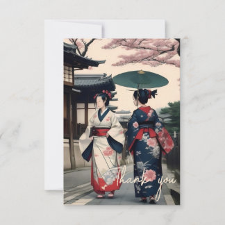 Dankeskarten – Kyoto Kimono Frühlingsspaziergang Dankeskarte