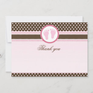 Dankeskarten leer pink braun Baby-Party Einladung