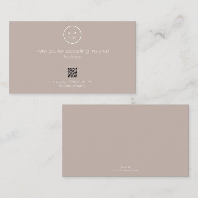 Dankeskarten-Logo QR-Code Kleinverpackung für Unte Visitenkarte (Vorne/Hinten)