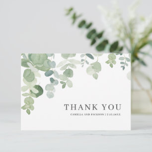 Dankeskarten mit botanischen grünen Blättern Dankeskarte