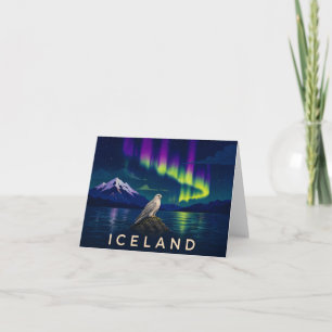 Dankeskarten mit Gerfalke Nordlichter Island Dankeskarte