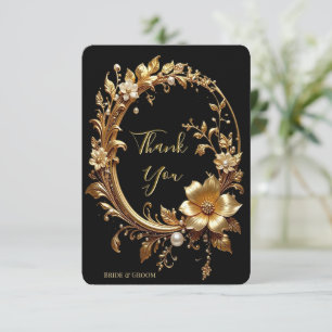 Dankeskarten mit goldenem Blumenornamentrahmen Dankeskarte