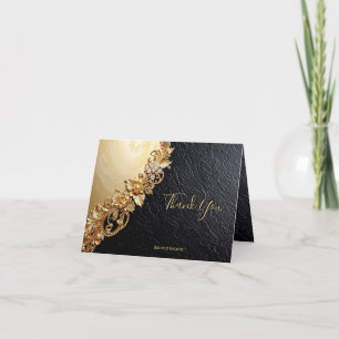 Dankeskarten mit goldenen floralen Verzierungen Dankeskarte
