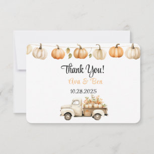 Dankeskarten mit herbstlicher Vintage-Lieferwagen Save The Date