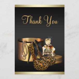 Dankeskarten mit hohen Absätzen Leopard Gold Dankeskarte