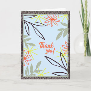 Dankeskarten mit modernen floralen Blättern auf Bl Karte