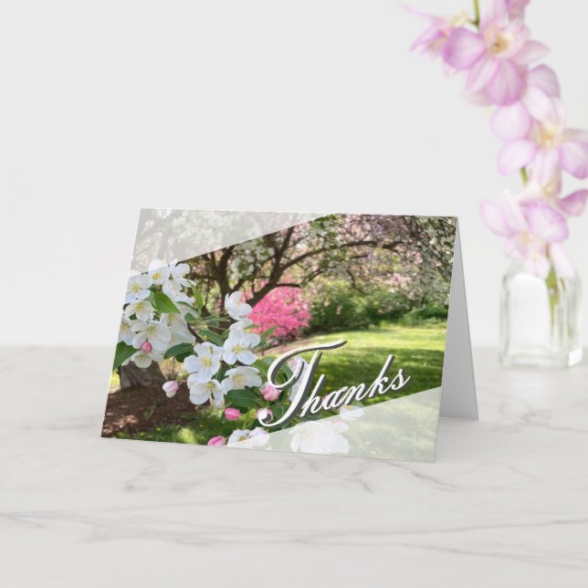 Dankeskarten mit rosa Mai-Blüten Karte (Orchidee)