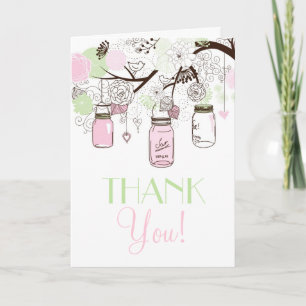 Dankeskarten mit rosa und mintgrünen Mason Jars Dankeskarte