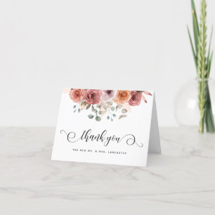 Dankeskarten mit rosafarbenem Floral und Pampasgra Dankeskarte