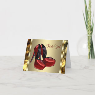 Dankeskarten mit roten goldenen High Heels Dankeskarte