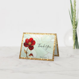 Dankeskarten mit roter Blumen-Buntglas-Darstellung Dankeskarte