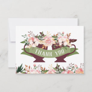 Dankeskarten mit Teetasse und Blumen Dankeskarte