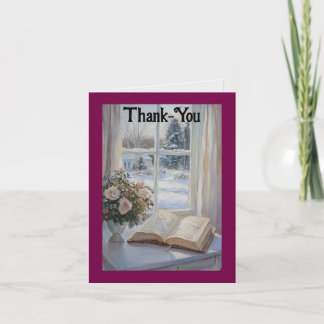 Dankeskarten mit Vintage-Blumen und Buch Dankeskarte