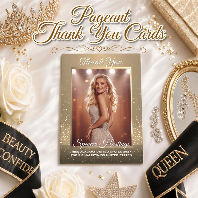 Dankeskarten-Pageant Goldrahmen Sponsor Danke (Show your appreciation with an elegant pageant thank you card for sponsors & supporters in pageants)