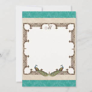 Dankeskarten - Vintage Pfau & Etchings Mitteilungskarte