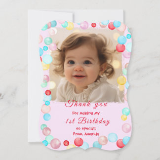 Dankeskarten zum 1. Geburtstag mit Foto Einladung