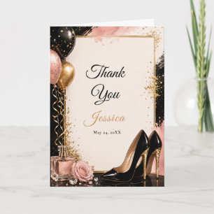 Dankeskarten zum 21. Geburtstag Black Gold Blush Dankeskarte