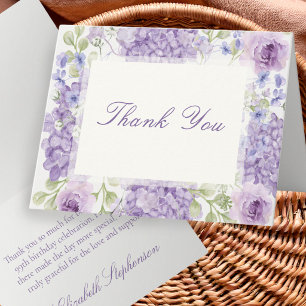 Dankeskarten zum 99. Geburtstag Elegante Violette  Dankeskarte
