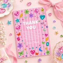 Dankeskarten zum Geburtstag für Mädchen mit rosa E