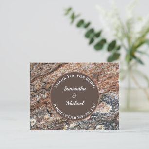 Dankeskarten zur Hochzeit im rustikalen Holzdesign Postkarte