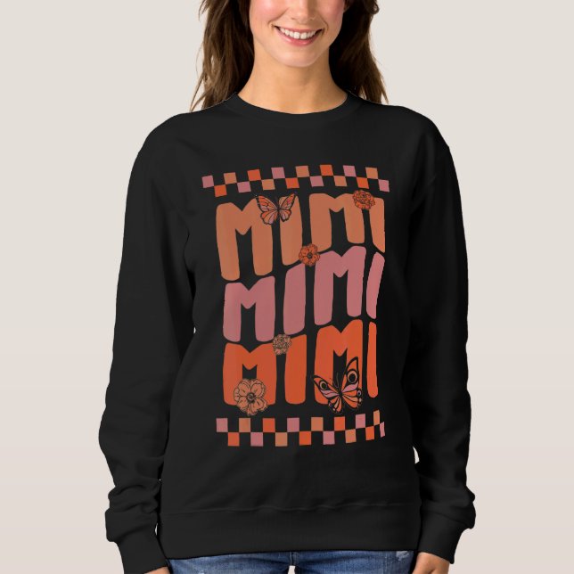 Dankfest Mimi Retro-Blumenmuster Dankbar Beste Oma Sweatshirt (Vorderseite)