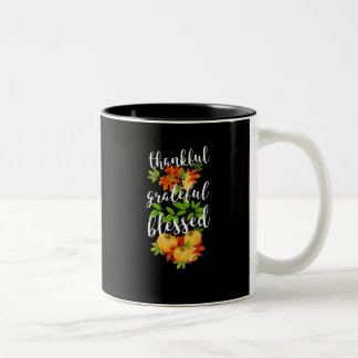 DANKFUL GRATEFUL BLAESSED ERNTEDANK ZWEIFARBIGE TASSE