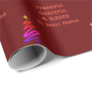 DANKFUL GRATEFUL BLAESSED Jesus Weihnachten Geschenkpapier