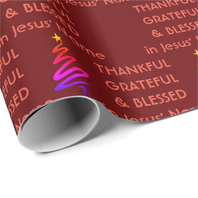 DANKFUL GRATEFUL BLAESSED Jesus Weihnachten Geschenkpapier (Rolleneckpunkt)