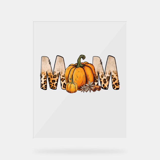 Danksagende Mama Pumpkin Leopart Acrylschild (Vorderseite)