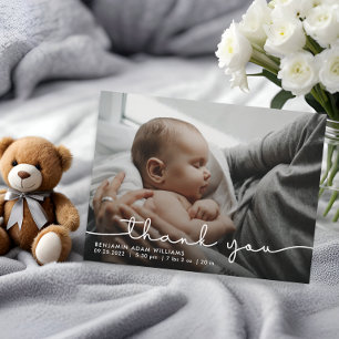 Danksagungsskript Baby-Geburtsankündigung Postkarte