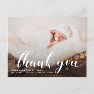 Danksagungsskript Baby-Geburtsankündigung Postkarte