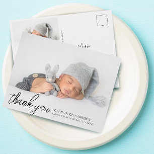 Danksagungsskript Zwei Fotos Geburtsanzeige Postkarte