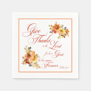 Dankt dem Herrn Herbst-Aquarell-Blumen Nap Serviette