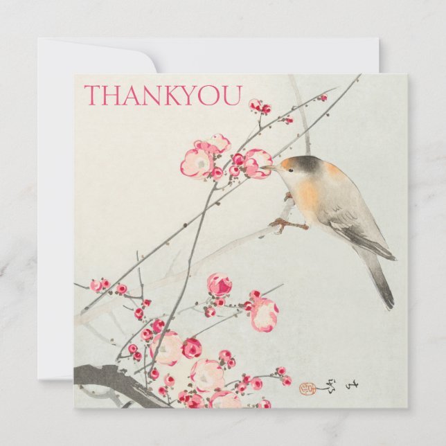 DANKYOU CARD : OHARA KOSON : SONGBIRD ON BLOSSOM KARTE (Vorderseite)