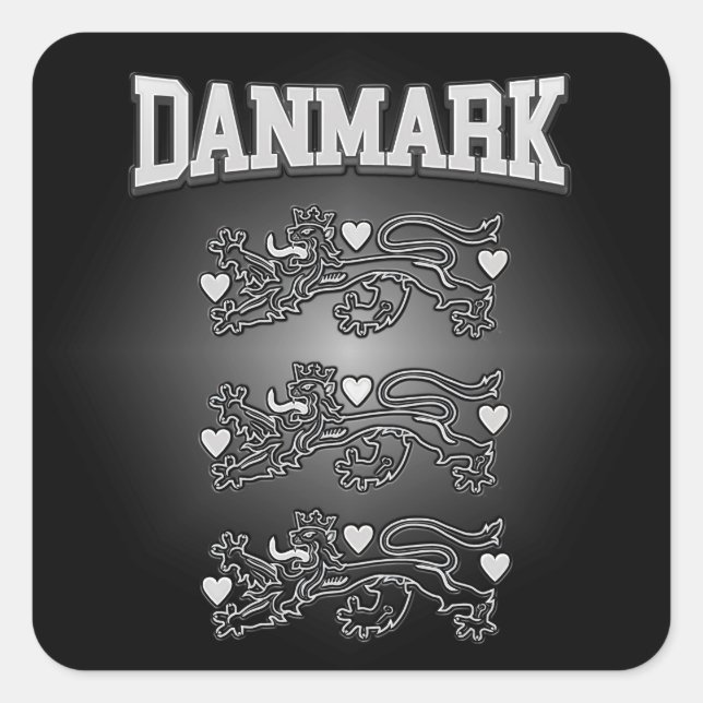 Danmark-Wappen Quadratischer Aufkleber (Vorderseite)