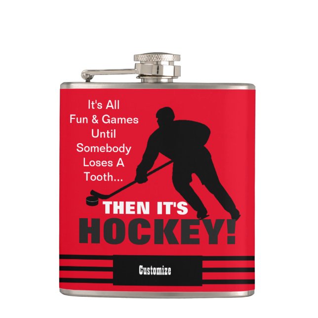 Dann ist es Hockey Vinyl Wrapped Flask Flachmann (Vorderseite)