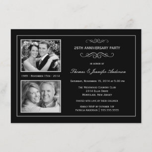Dann & Jetzt 25. Silver Jubiläum mit 2 Fotos Einladung
