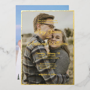 Dann & Jetzt 50. Jubiläums-Foto-Einladung Folien Feiertagskarte