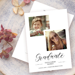 Dann & Jetzt Abschluss Zwei benutzerdefinierte Fot