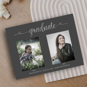 Dann & Jetzt zwei Fotos Graduierung Ankündigung Postkarte