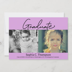 Dann Lila Kindergarten Mädchen Graduate Foto Ankündigung