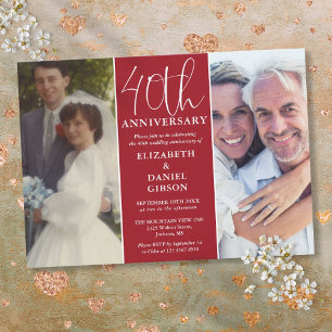 Dann und Jetzt 2 Foto 40. Hochzeitstag Einladung
