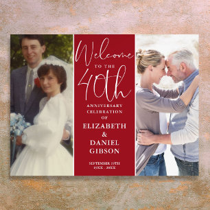 Dann und Jetzt 2 Foto 40. Hochzeitstag Willkommens Poster